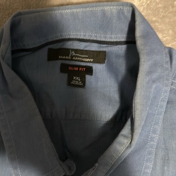 Marc Anthony XXL Blue Button Down Casual Long Sleeve Mens - Picture 2 of 5